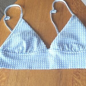 Aerie Blue and White Checkered Bikini Top
